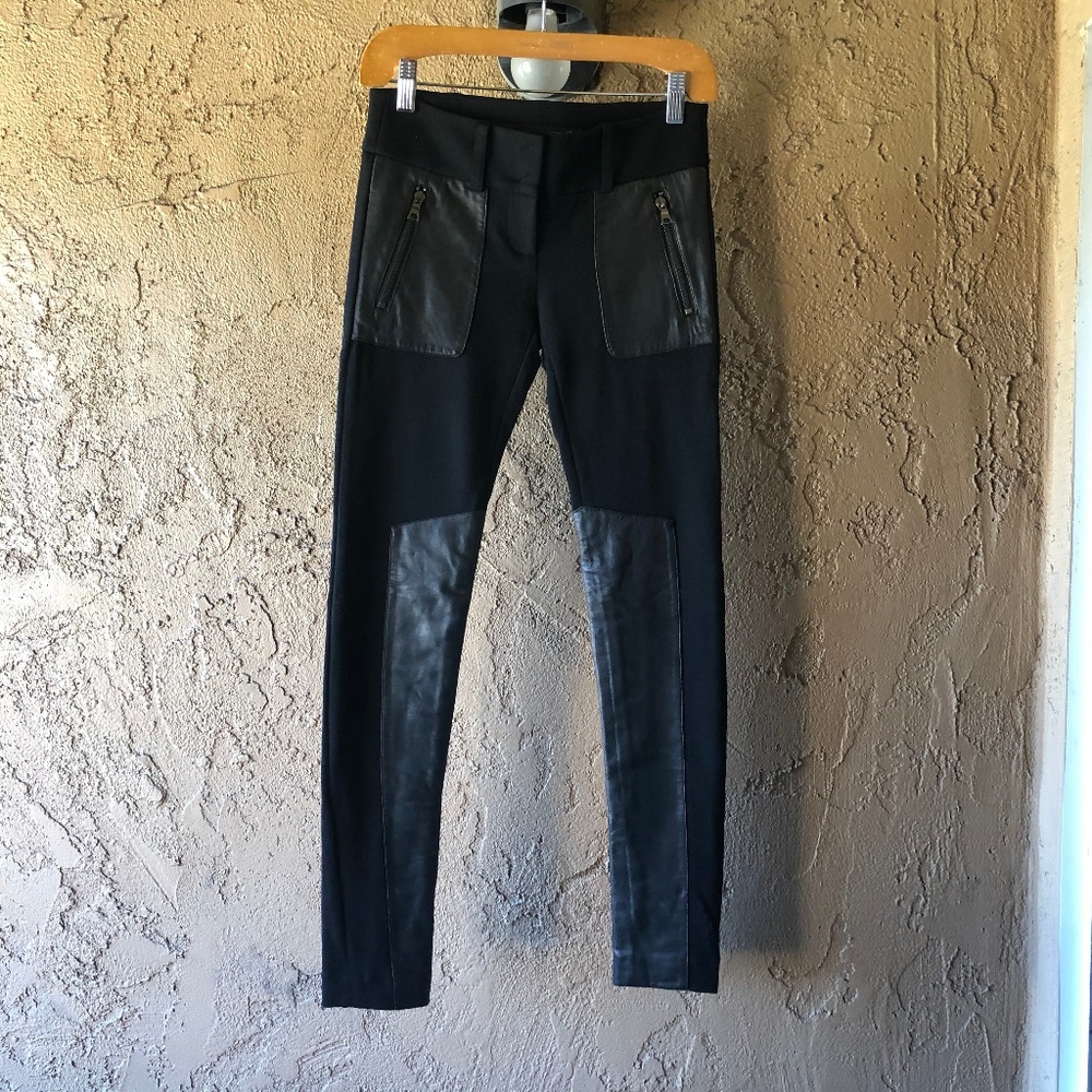 MACKAGE COLLECTION PANTS BLACK WOOL LEATHER SIZE 2